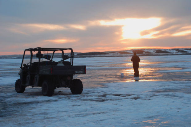 Sunset on the Ice-Oahe